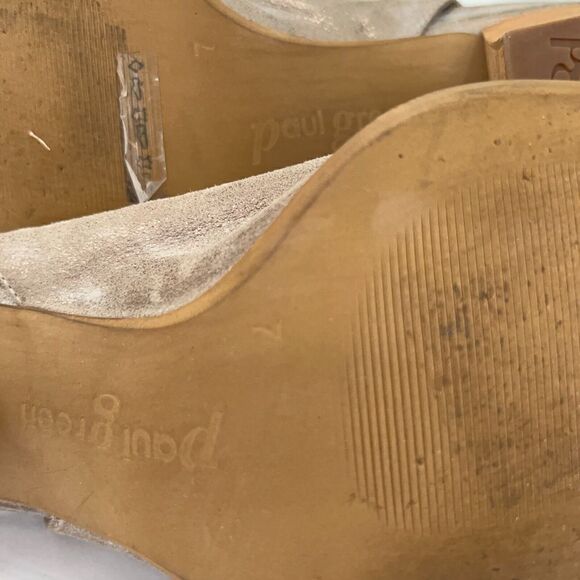 Paul Green Cayanne Beige Tan Shimmer Peep Open Toe Sandal Heel Bootie Size 9.5 - Picture 10 of 14